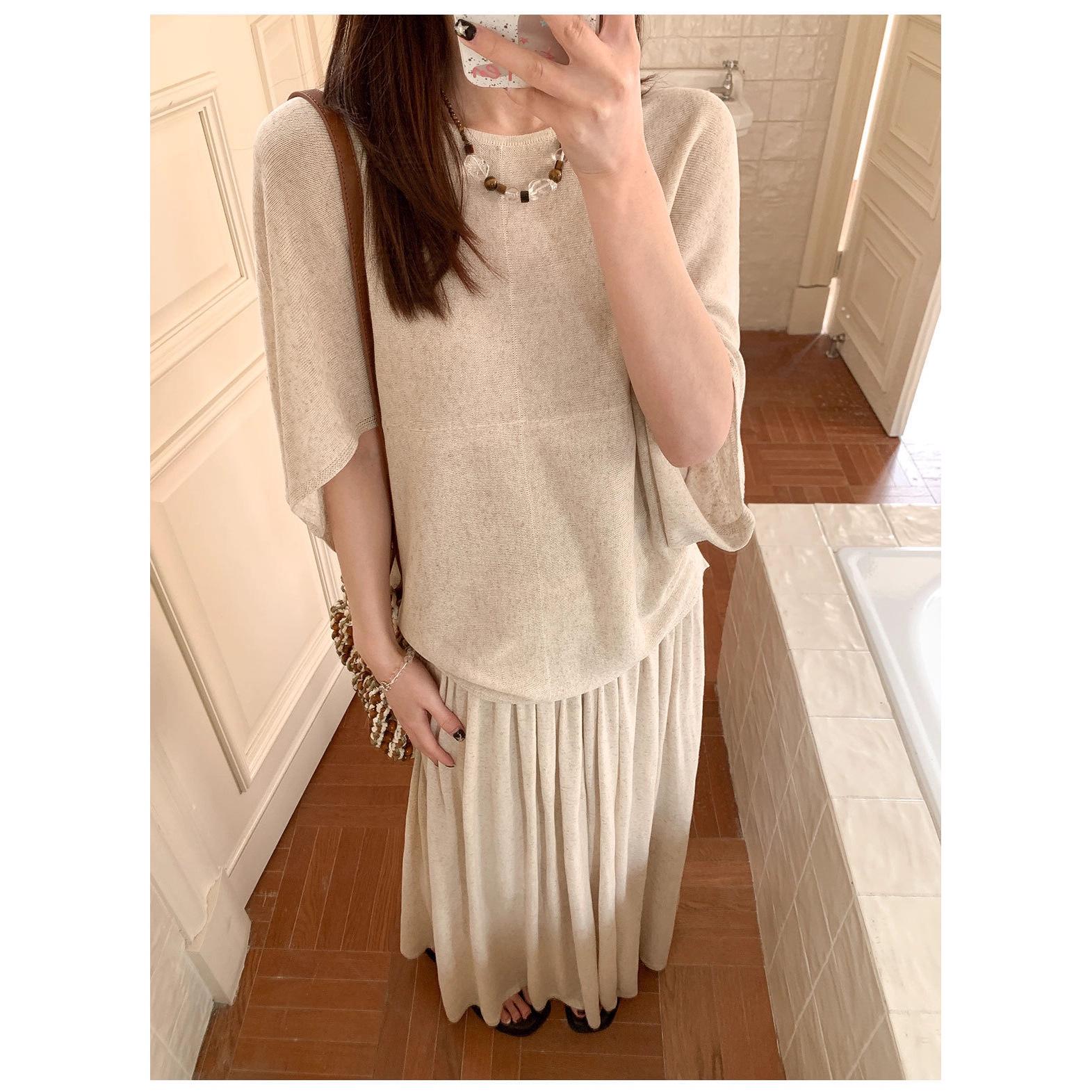 

Топ из трикотажа в стиле арт из смеси тенселя - Легкий и дышащий для лета и осени One Size легкие хаки