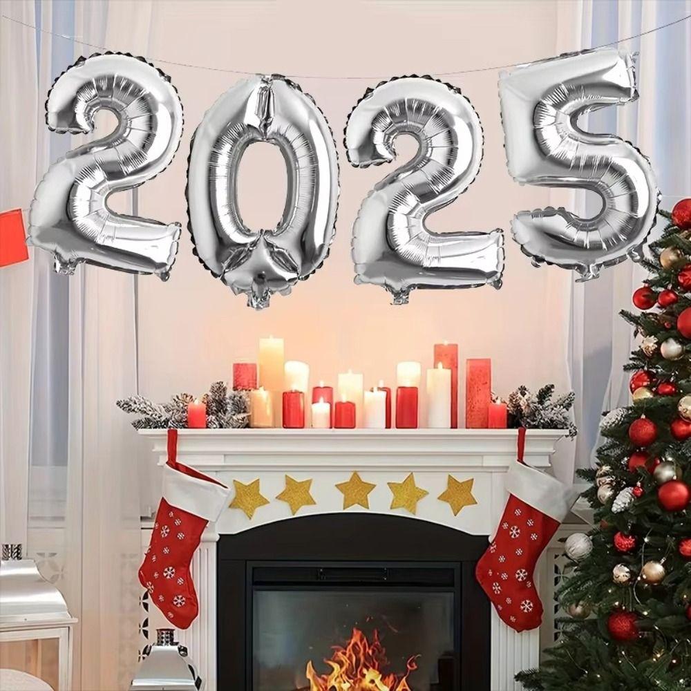 Inflatable Alphabet Balloons Happy New Year 2025 16 Inch Balloon Set New Colorful Foil Balloons