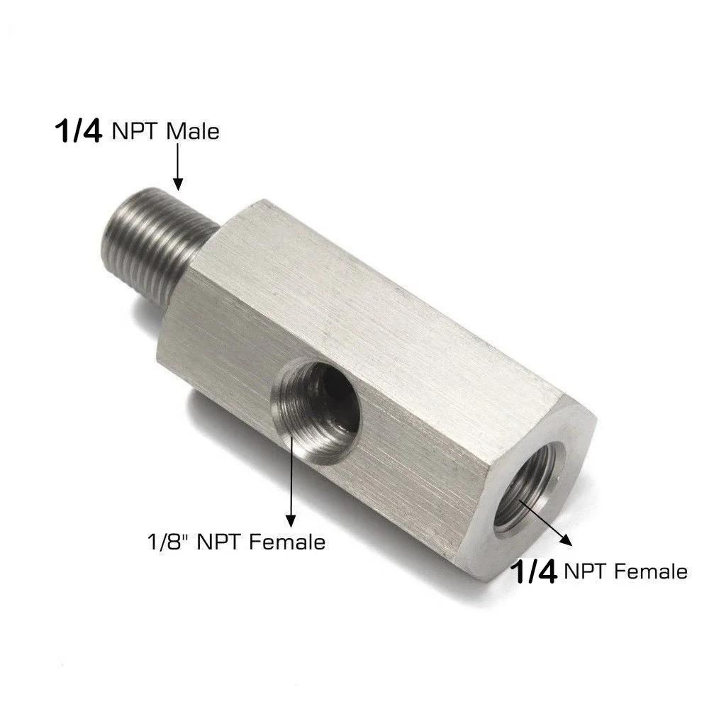 Fori laterali in acciaio inossidabile 1/8"NPT femmina a M12 M10 M14 1/8NPT 1/4NPT connettore sensore pressione olio linea di alimentazione adattatore a T