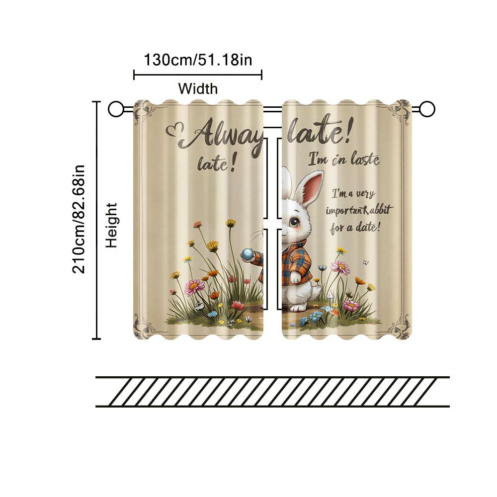 2 pcs   filtering curtains (excluding rods   non-movable   without batteries) A picture of a rabbitbackgroundsuitable for use in