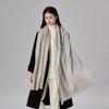 100% wool scarf Spring and Autumn girls high-end new solid color silk scarf literary and retro shawl women's scarf