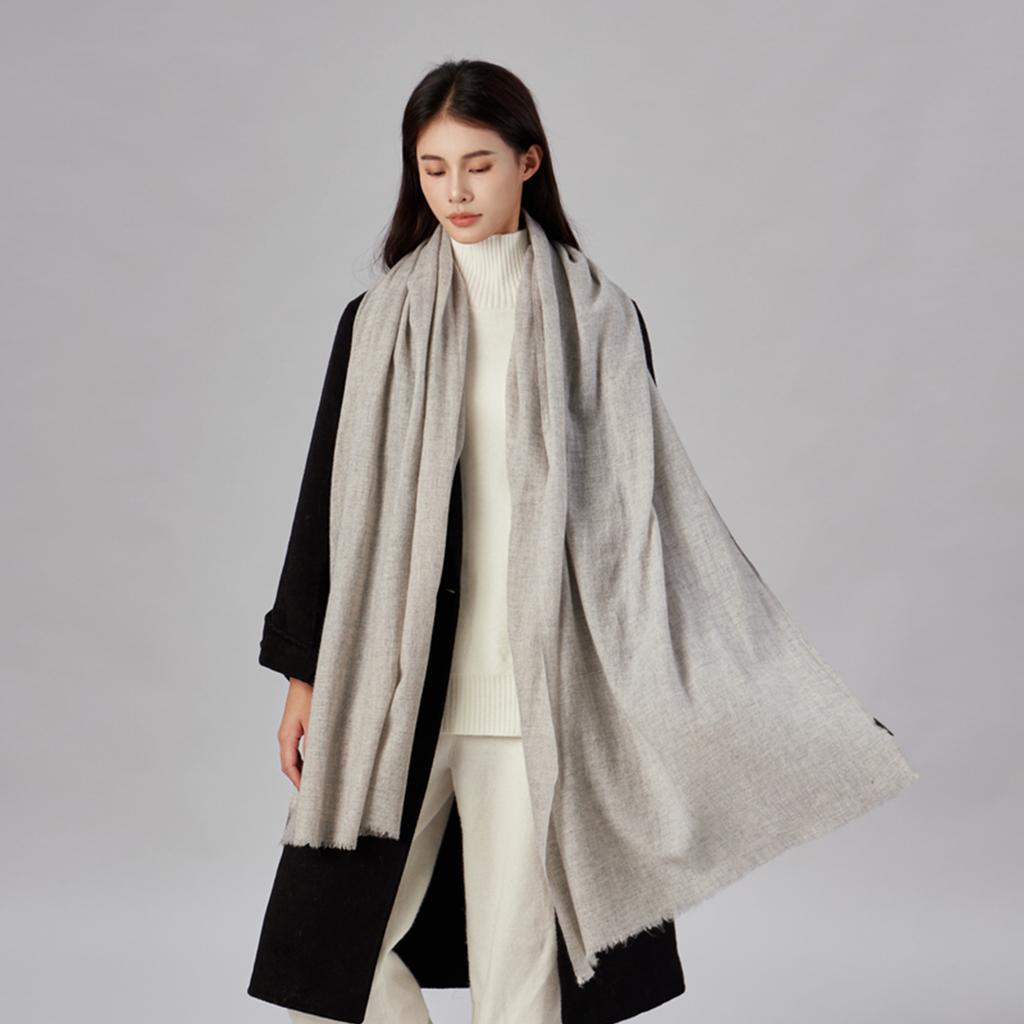100% wool scarf Spring and Autumn girls high-end new solid color silk scarf literary and retro shawl women's scarf