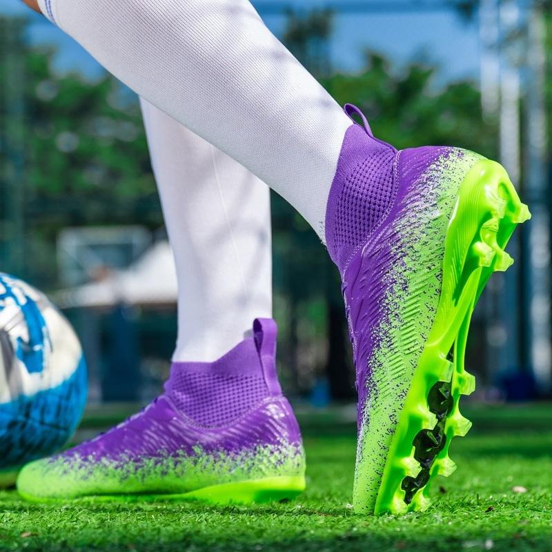 34-46 Men's High-top Large-size Football Shoes Long Nail Anti-slip Resistance TPR Artificial Captain Outdoor Youth Football Boots
