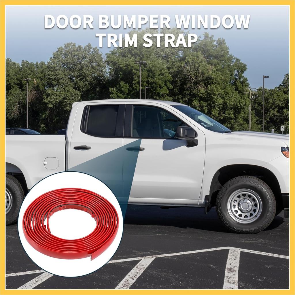 Car Truck Window Trim Strip 1/2" 12mm Width 10Ft Self Adhesive Scratch-Proof | Exterior Interior Bumper Door Body Side Decorative Sticker Gloss Red 1