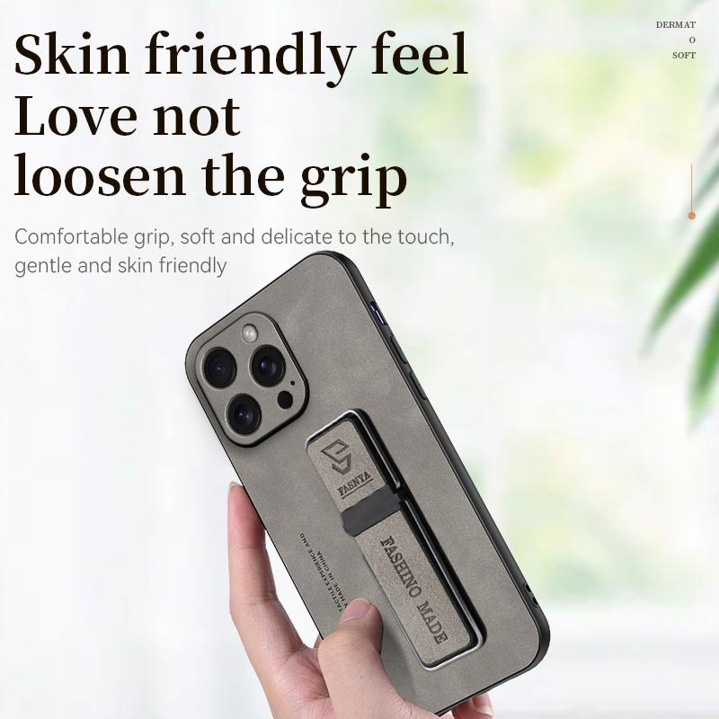 Matte Sheepskin Leather Stand Holder Case for iPhone 15 14 13 12 Pro Max XS MAX XR X 8 7 Plus /Samsung S24 S23 S22 S21 Ultra Plus FE A14 A54 A13 A53