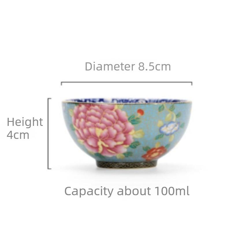 Vintage Enamel Color Blue White Porcelain Tea Cup Floral Pattern Chinese Ceramic Tea Set Cup for Drinking Gift Collection