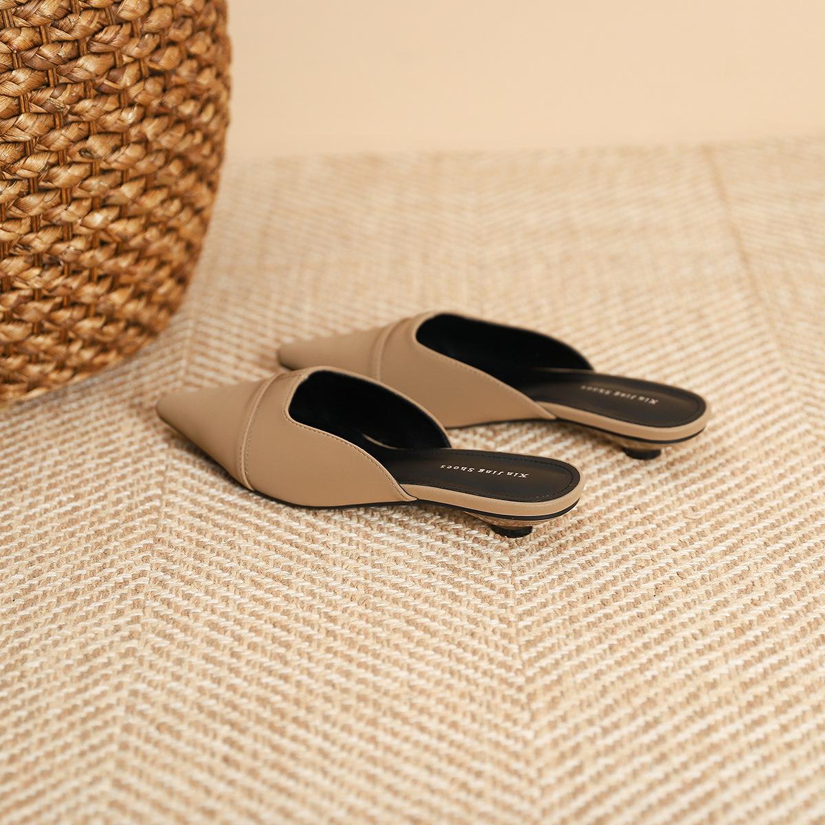 

139-2 Женские туфли-лодочки с острым носком на плоской подошве, новые ретро простые туфли-лодочки на низком каблуке, рабочая обувь 40 хаки