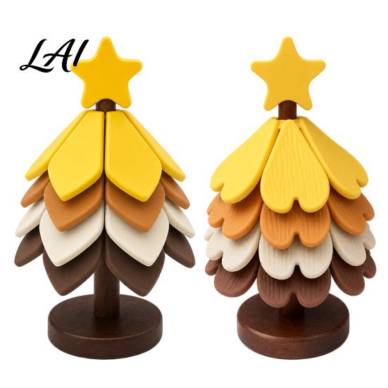 Holiday Table Decoration Christmas Tree Shaped Silicone Trivet Set Collapsible Heat Resistant Hot Pad Rustic Kitchen Accessory with Storage