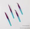 Two-Color Gradient Stainless Steel Anti-static Tweezers with Pointed and Bent Tips for Hair Removal and Eyelash Extension
