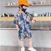 Boys' Hawaiian Floral Shirt & Shorts Set - Stylish Summer Beachwear for Kids
