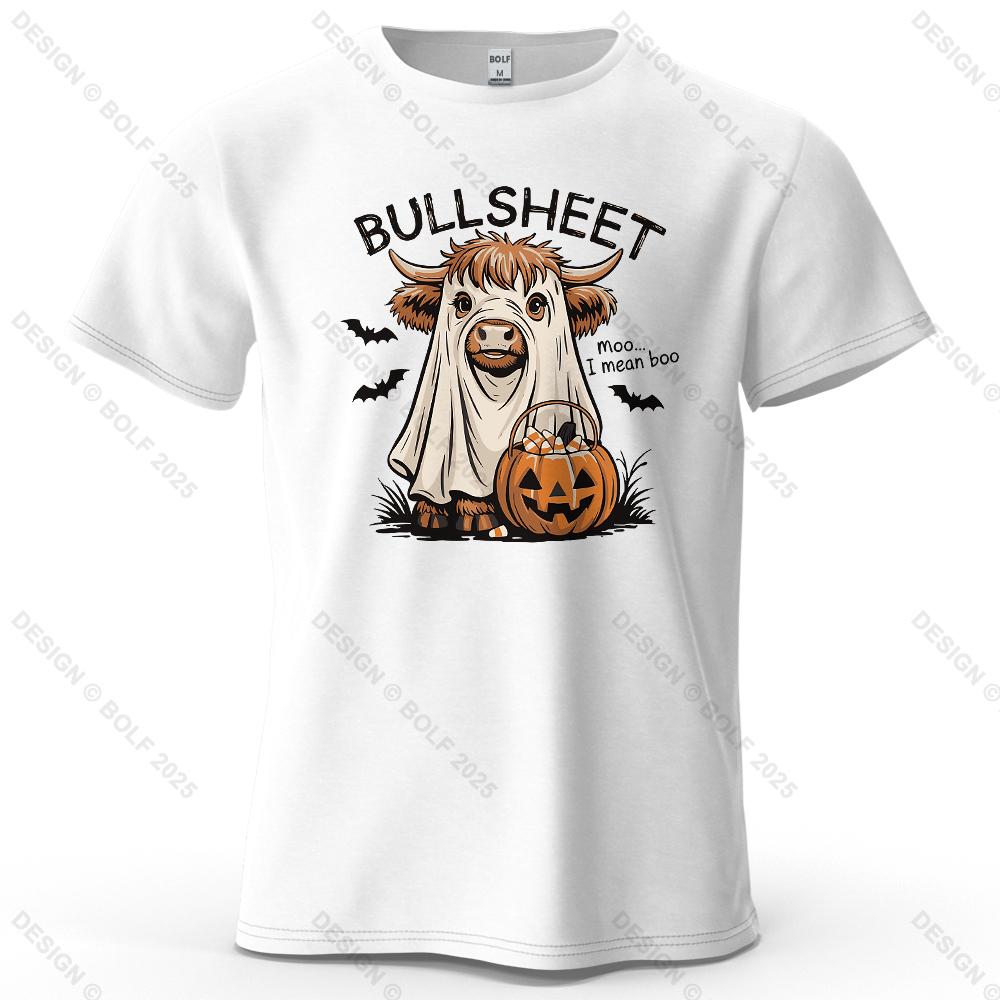 Pumpkin Ghost Cow Cartoon Printed Unisexs and Womens Fashion Trend Short Sleeve Summer New Soft Skin Friendly Casual Tshirt