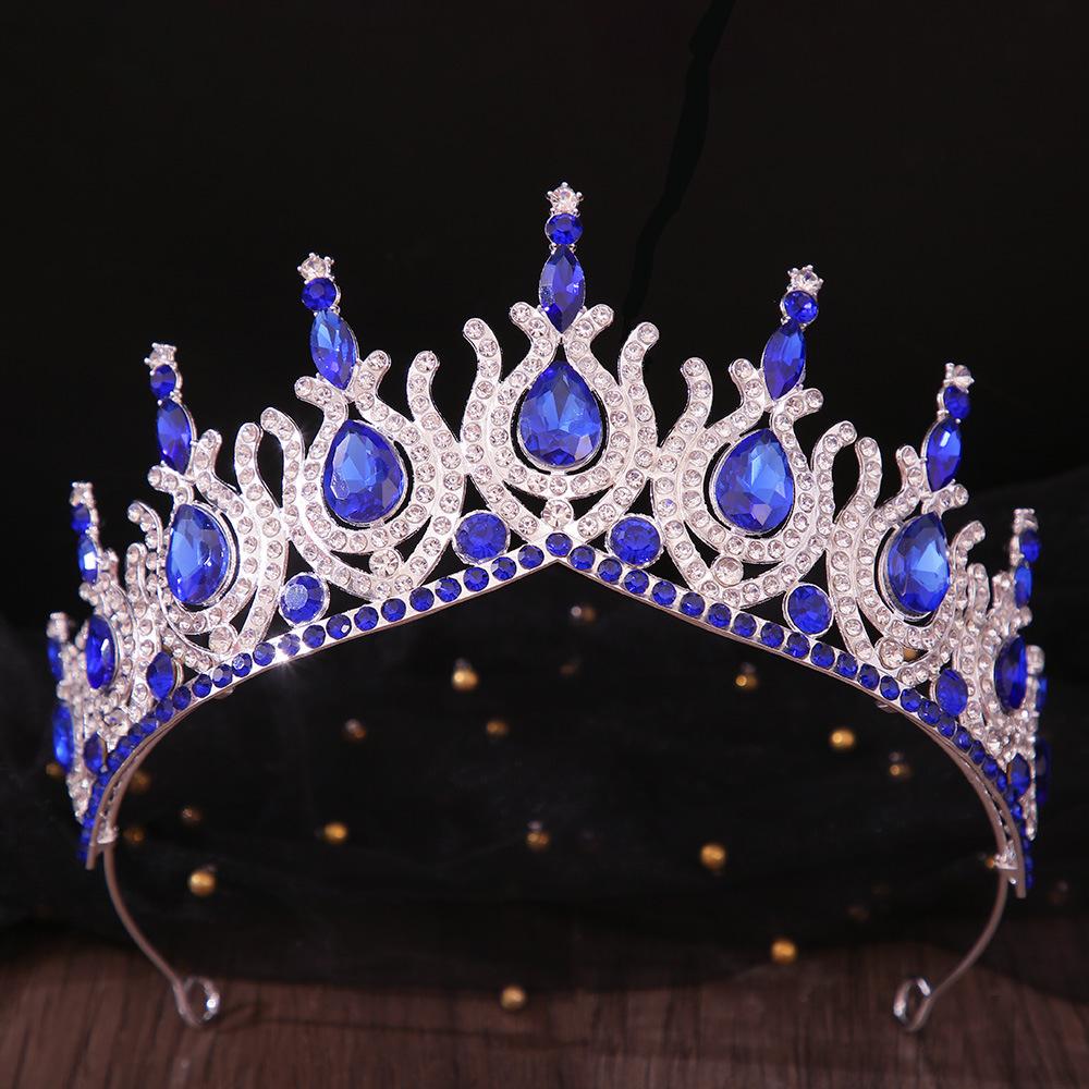 DIEZI 19 Colors Baroque Opal Crystal Tiara Crown For Women Girls Wedding Party Elegant Luxury Rhinestone Crown Hair Jewelry