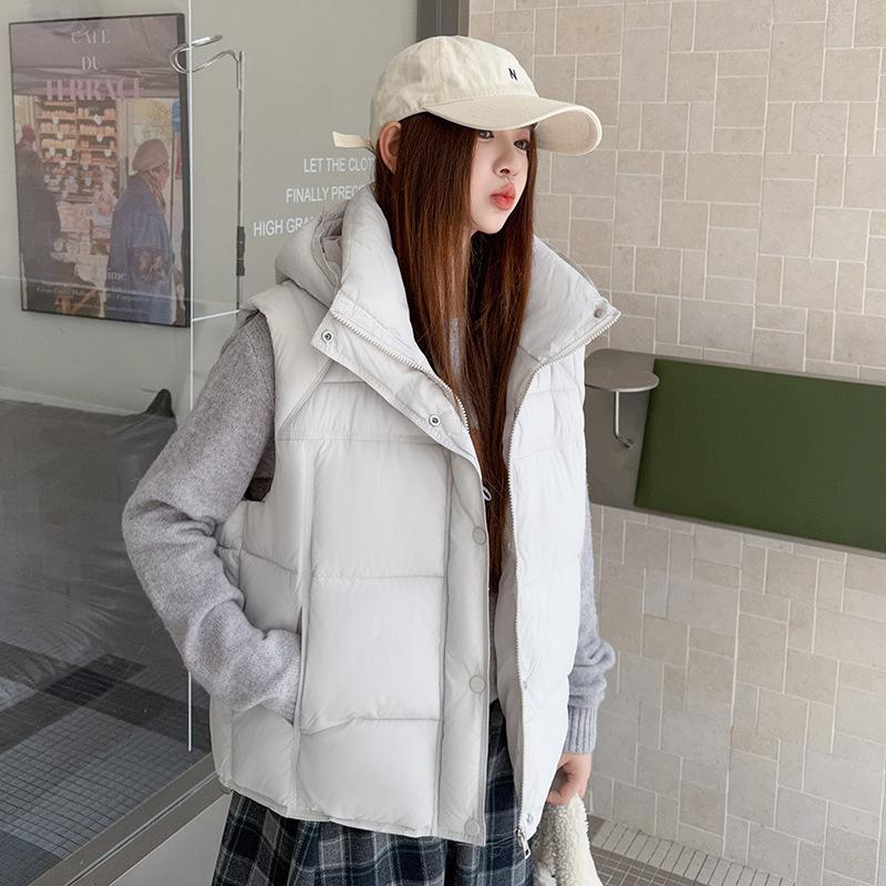 Cotton Vest Hooded Women's Vest Autumn and Winter New Small Fragrance Style Vest Loose Outerwear Women's Jacket