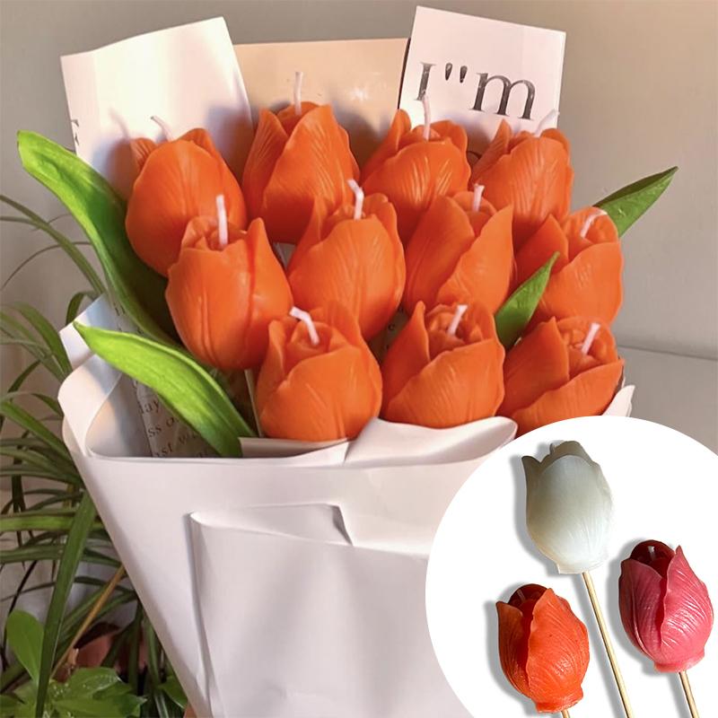 1PC Romantic Home Decor Candle Luxury Floral Fragrance Candle Fragrant Tulip Soy Candle Decorative Scented Candle 25cm