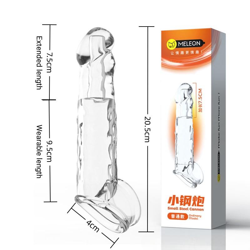 MELEON Penis Extension Sleeve Vibrator Extender Reusable Condoms Soft Delay Ejaculation Dick Sleeve Adult Sex Toys for Men