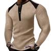 Men's European & American Style V-Neck Waffle Top - Breathable Autumn Casual Wear with Hot Buckle