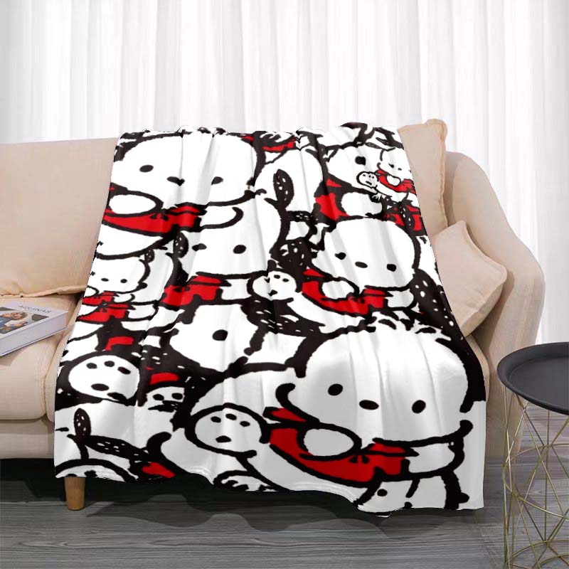This Cute Pochacco-print Cartoon Blanket Is Made of Warm and Comfortable Flannel and Is Suitable for Bedrooms, Sofas, Beds,