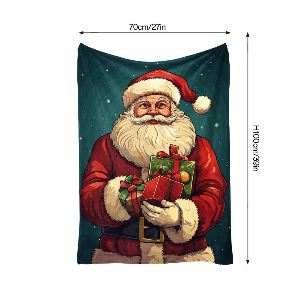 Tuniu Christmas Santa Plush Blanket Soft Warm Throw Sofa Bed Cover Gift for Kids Teens Adults