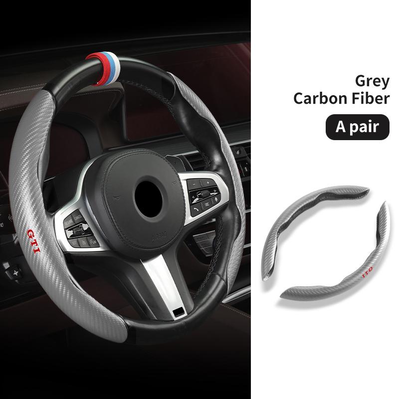RSQ1 Valve Stems Caps For Volkswagen VW Carbon Fiber Steering Wheel Trim Non Slip Durable Split Wheel Protector Passat B5 B5.5 2000-
