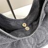 Vintage Denim Tote Bag With Pearl Chain Strap Large Capacity Shoulder Beach Travel Daily Use
