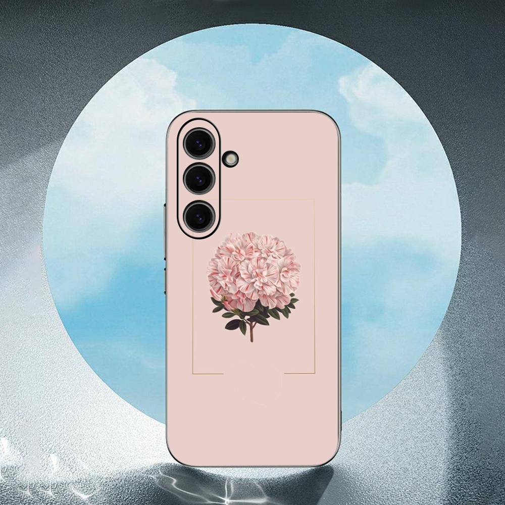 Clear Simple Flower For Samsung Galaxy S25 S24 S23 Ultra S22 S21 Plus S20 Black Soft Silicone Protective Case