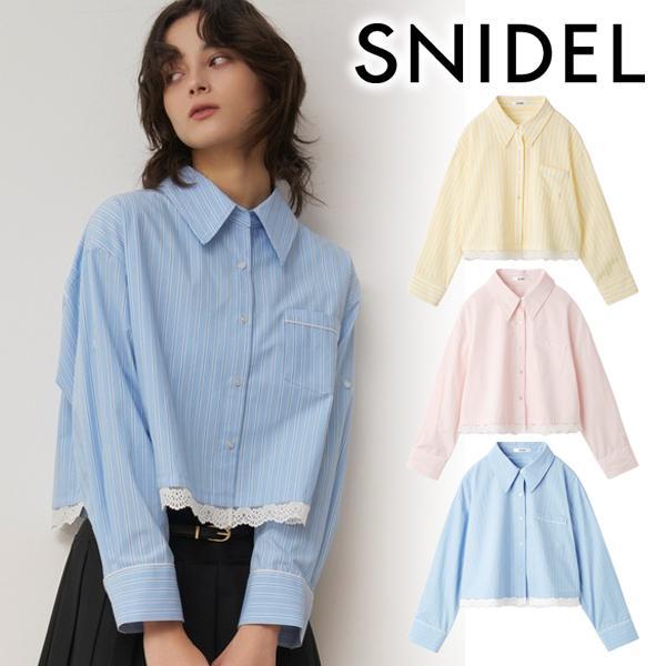 \10% OFF for a limited time / Same day shipping / SNIDEL Lace detail striped shirt SWFB262110 2026 Spring/Summer