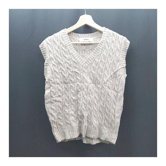 DHOLIC Casual Simple Cable Knit Vest No Description Light Beige Women s E [Used]