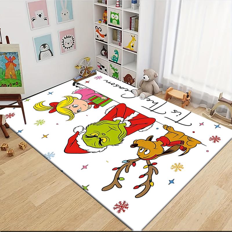 Christmas Spirit Carpet Rug Soft Washable Antislip Home Living Room Sofa Mats Personalized Christmas Rug