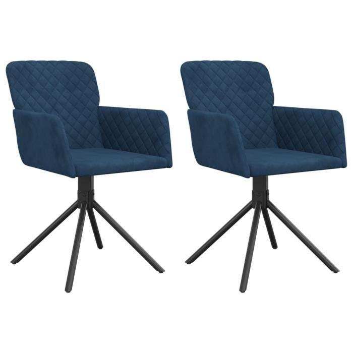 VidaXL Chaises pivotantes de salle à manger 2 pcs Bleu Velours 344789