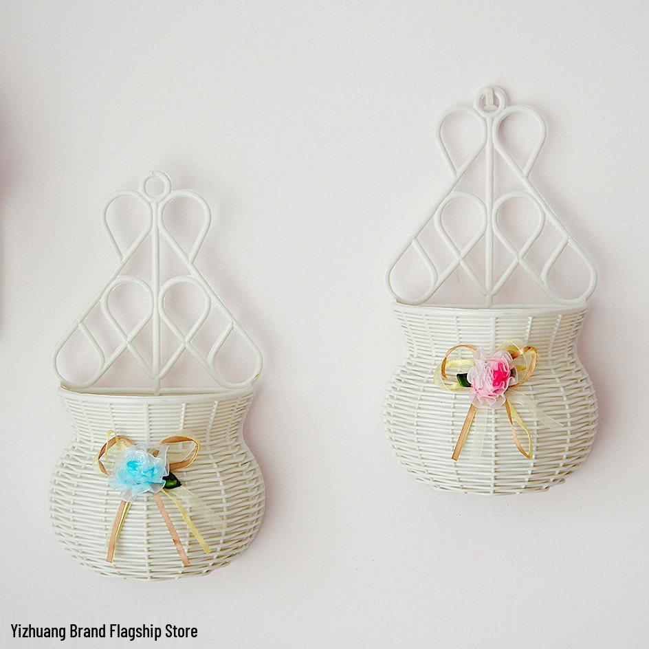 Wall-Mounted Silk Flower Hanging Basket for Home Decor