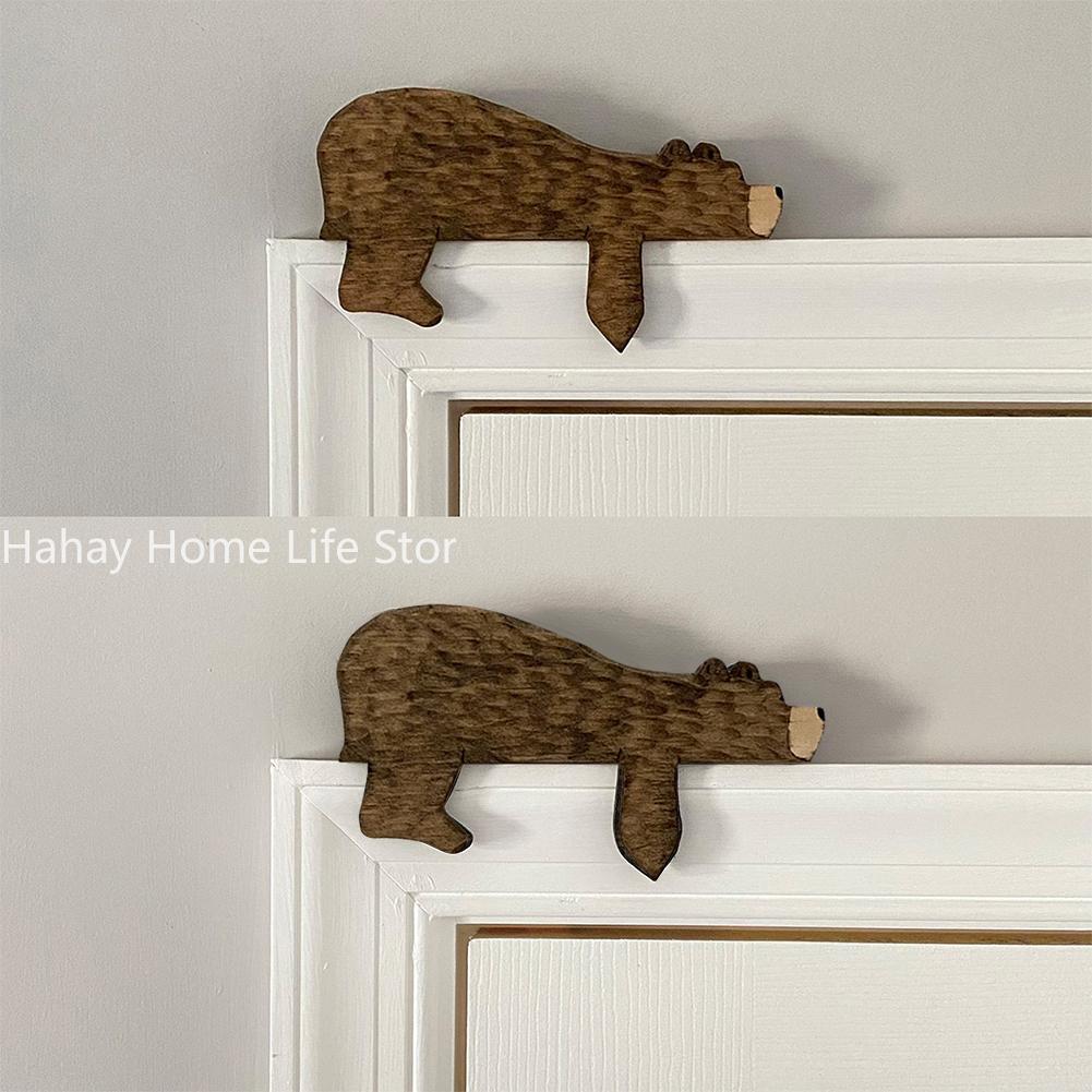 

Wooden Bear Door Topper Brown Bear Door Top Decoration Hanging Art Door Case Top Sculpture Furniture Miniatures Charms