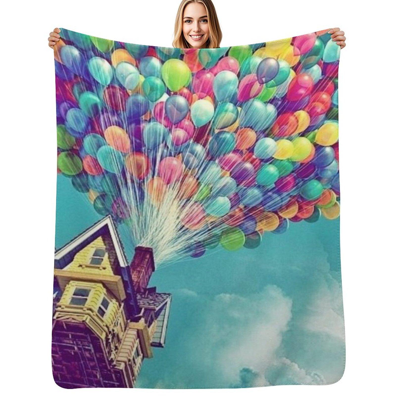 House in the air Throw Blanket Easy Care Comfortable Blanket for Couch Size: 75*100cm, Weight: 230 GSM
