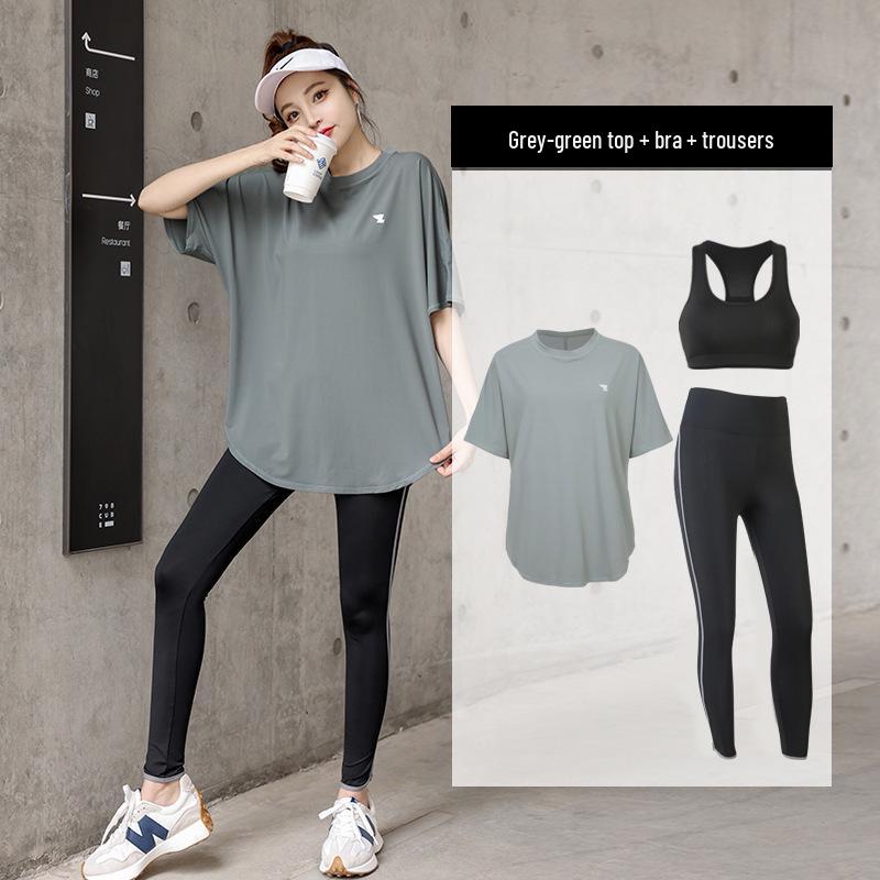 Women's Plus Size Yoga Set: Loose Short Sleeve T-Shirt & Gym Shorts