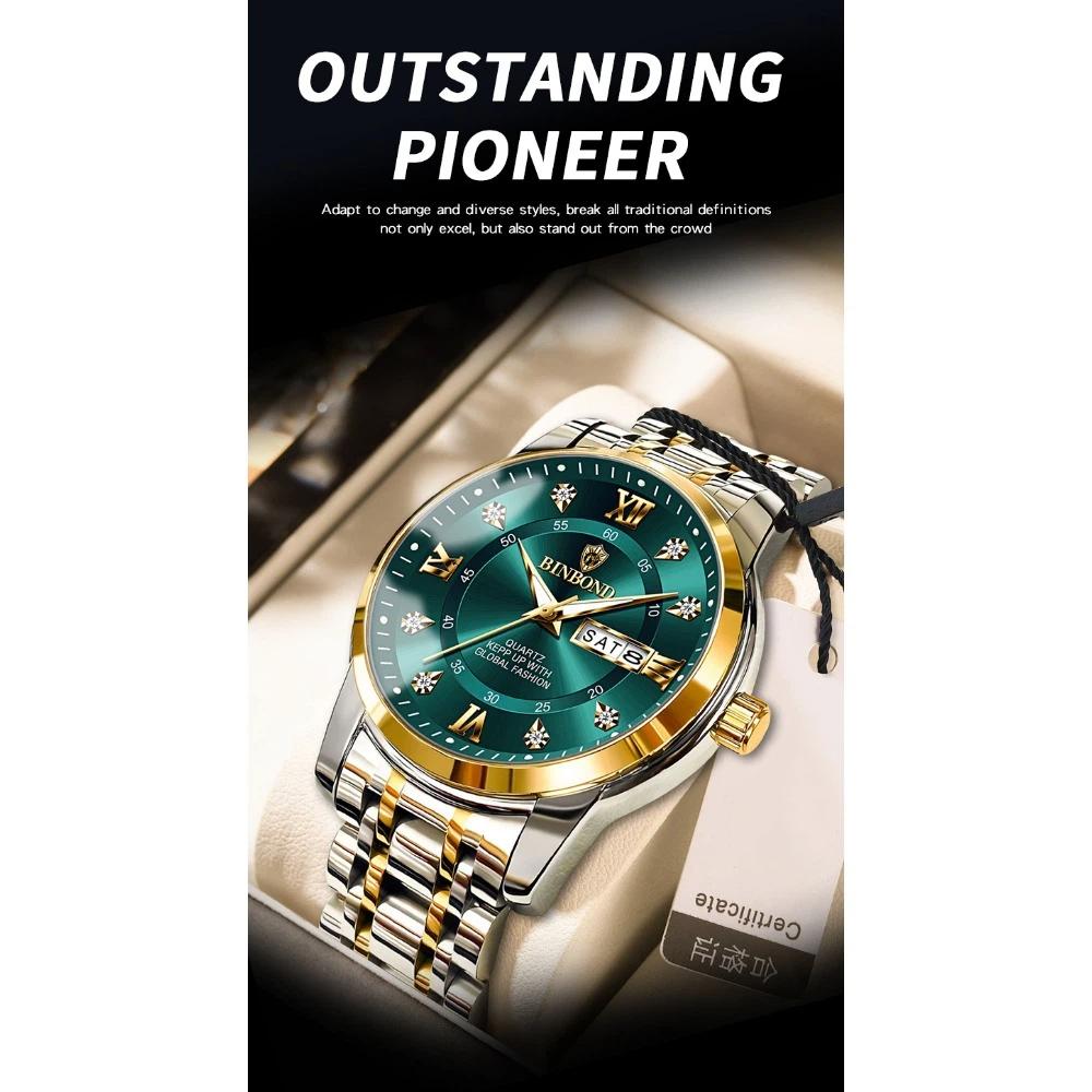 BINBOND Top Brand Luxury Fashion Watch Men 3ATM Waterproof Date Clock Sport Watches Mens Quartz Wristwatch