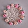 Handmade Rose Bouquet Crochet Coaster Heat Insulation Mug Placemat Cup Pad Flower Basket Shape Mat Home Table Decoration Tools