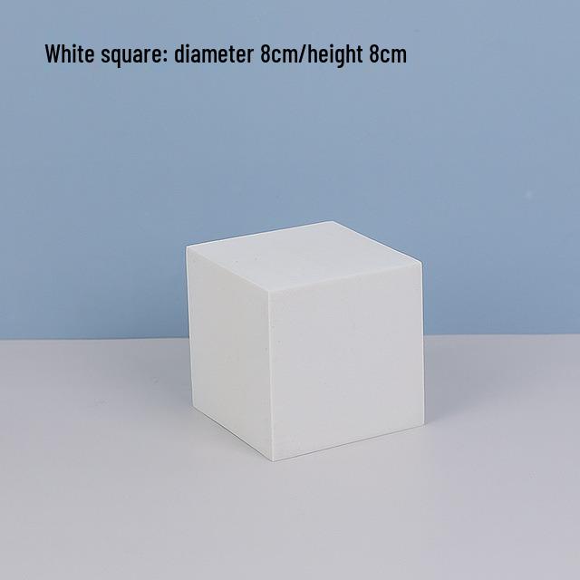 White Foam Geometric Cube Photo Props with Background Board and Small Ornaments