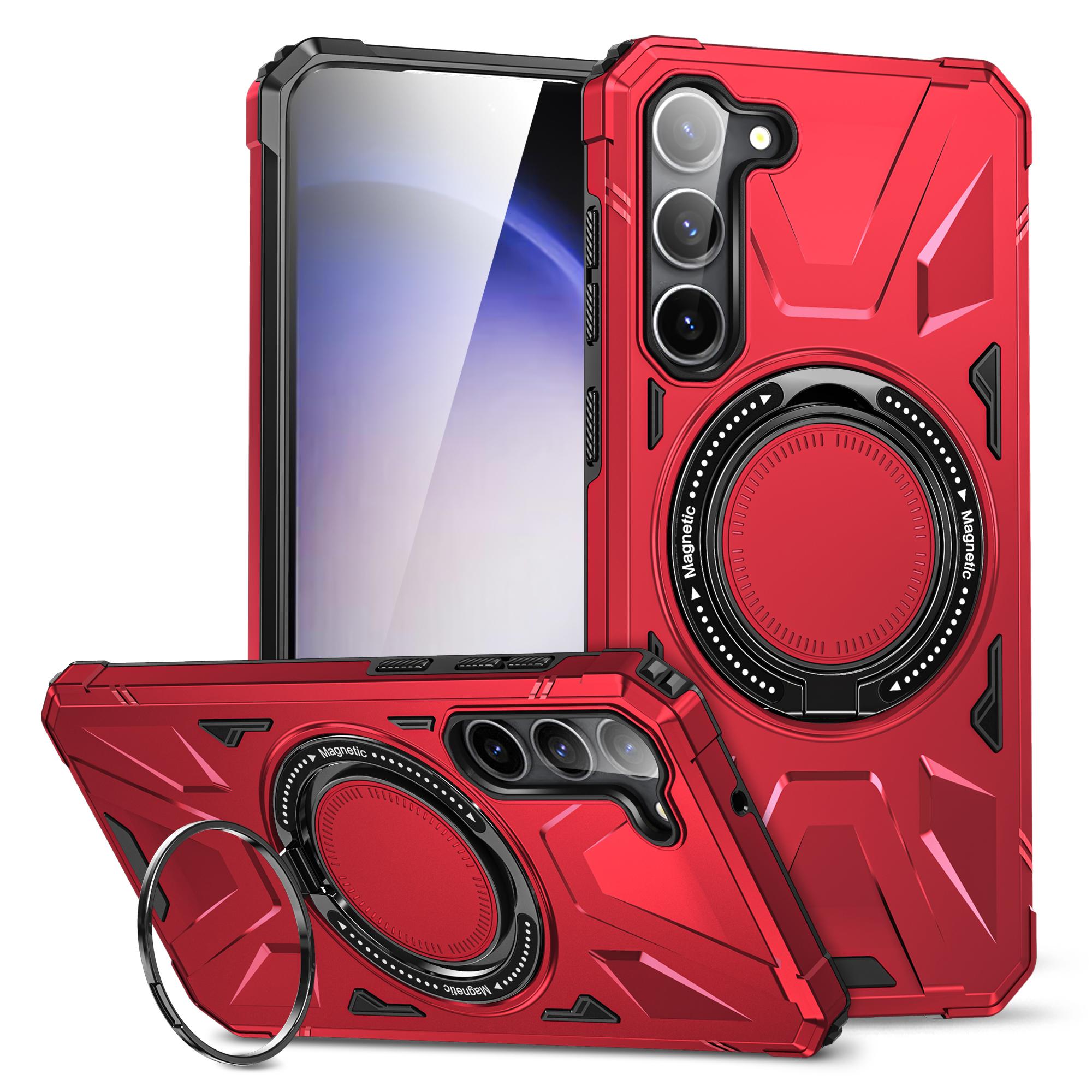 

For Samsung Galaxy S23+ Case Magnetic TPU+PC Phone Back Cover with Kickstand Red