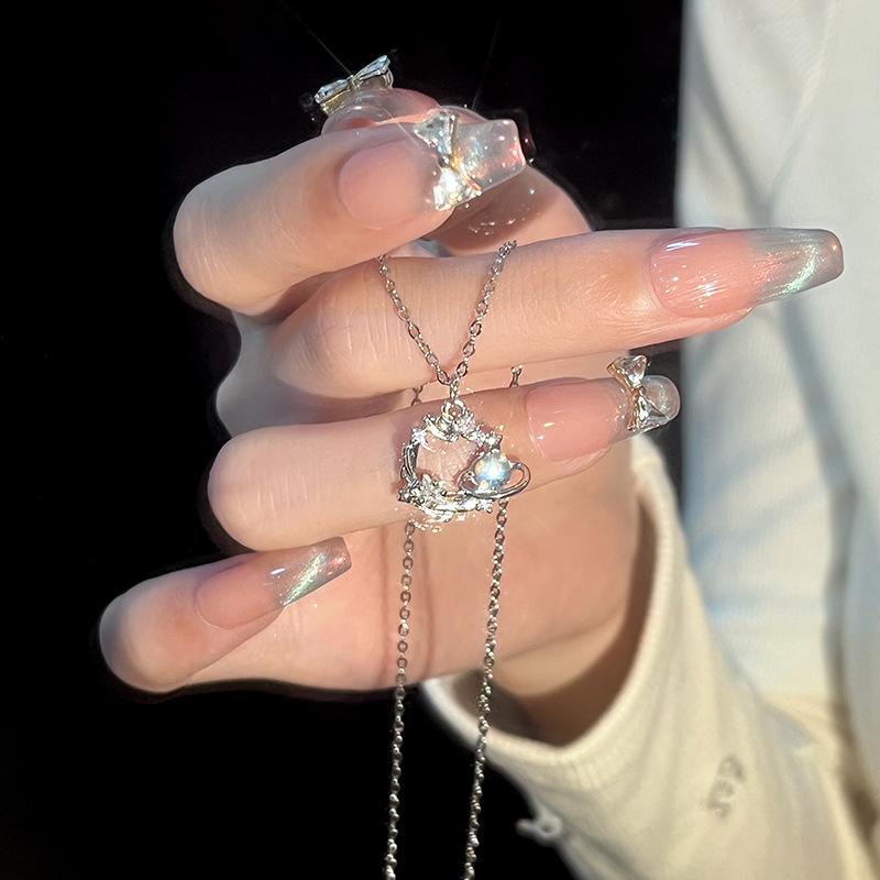 Original Guardian Angel Love Necklace Women's Fashion Temperament Heart-shaped Stainless Steel Jewelry Light Luxury Commuter Collarbone Chain