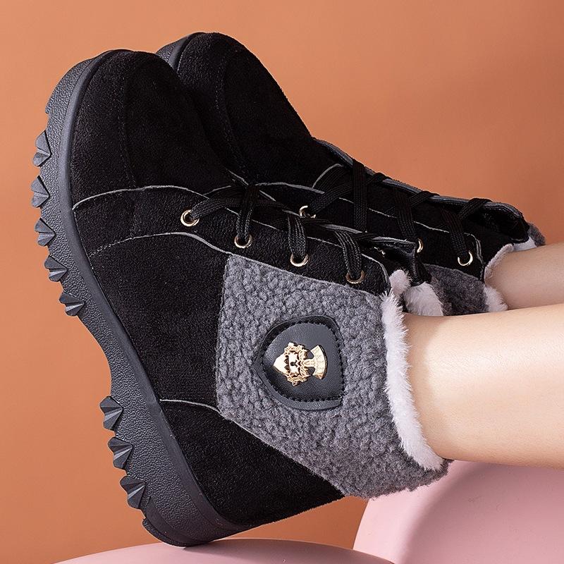 New Thickened Snow Boots Women's High-top Cotton Shoes 2025 Winter Warm Shoes Non-slip Middle-aged and Elderly Mother Cotton Shoes Women