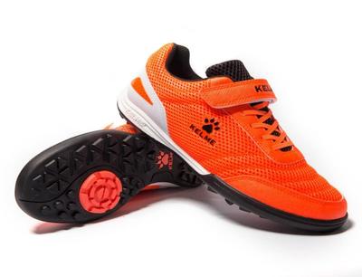 Buty treningowe piłkarskie TF dla dzieci Kelme, Buty do futsalu dla juniorów, Zapinane na rzepy, Rozmiary 18,5 cm - 25,0 cm (Pomarańczowy, 19,5 cm)
