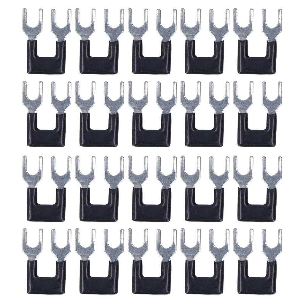 20Pcs Black Jumper Block Terminal Strip Red Copper Fork Type Terminal Strip for TB Series 15A 400V TB 1502