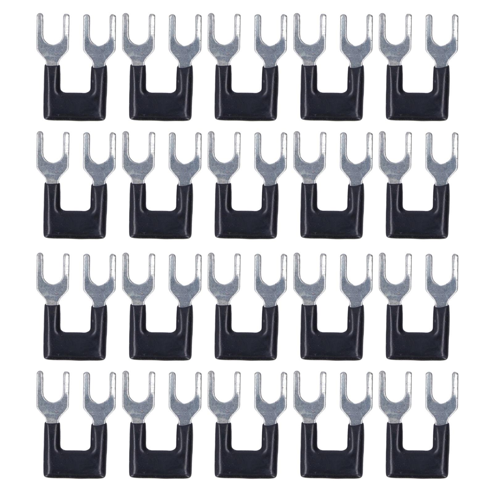 

20Pcs Black Jumper Block Terminal Strip Red Copper Fork Type Terminal Strip for TB Series 15A 400V