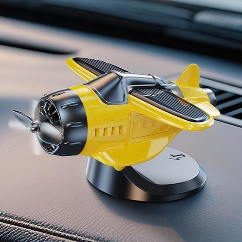 Rotating Airplane Car Solar Powered Dashboard Ornament Creative Interior Decoration Essential Car Decor Auto Dashboard Styling
