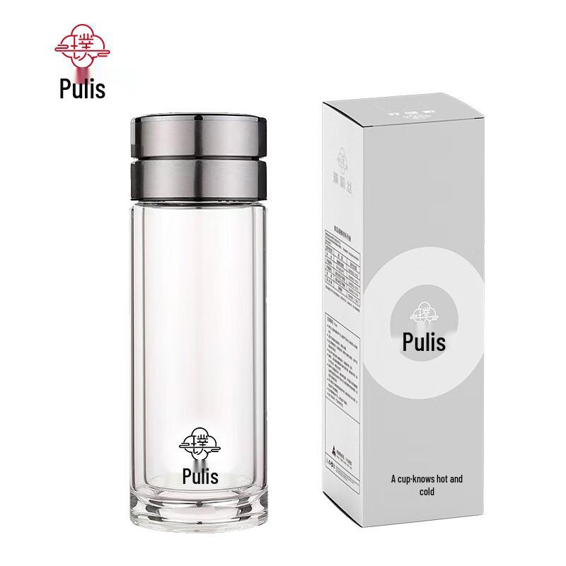 PULISI PLS5252 Double Wall Glass Tea Infuser Bottle 350ml