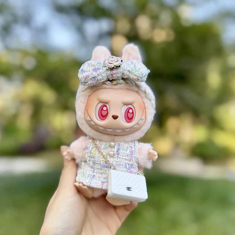 Doll Clothes Exclusive: 17cm Labubu Pendant Keychain with Little Fragrant Style Skirt