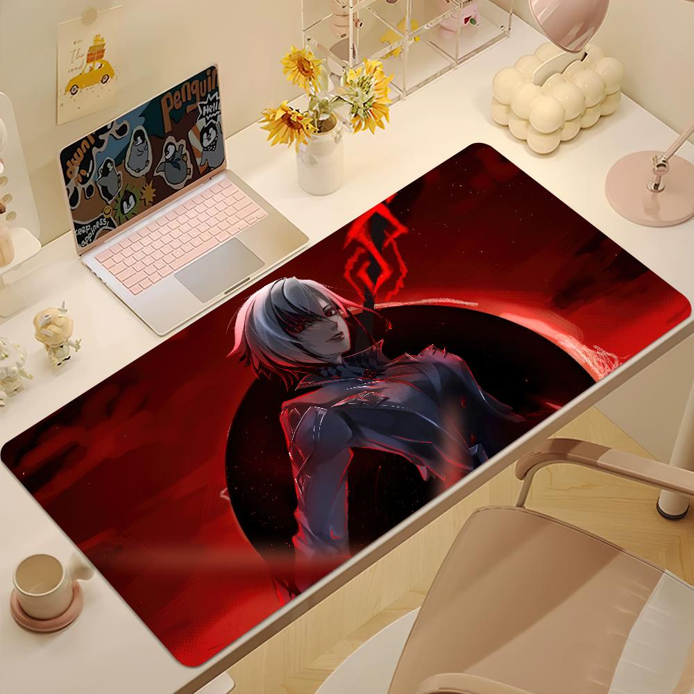 Anime Arlecchino Mouse Pad Large NonSlip Gaming Desk Mat Laptop Keyboard Tray Office Pc Rubber Genshin Impact Soft Black
