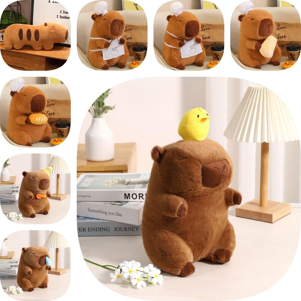 Toy Capybara Plush Animal Doll Shoulder Bag Chef Costume Children Holiday Gift