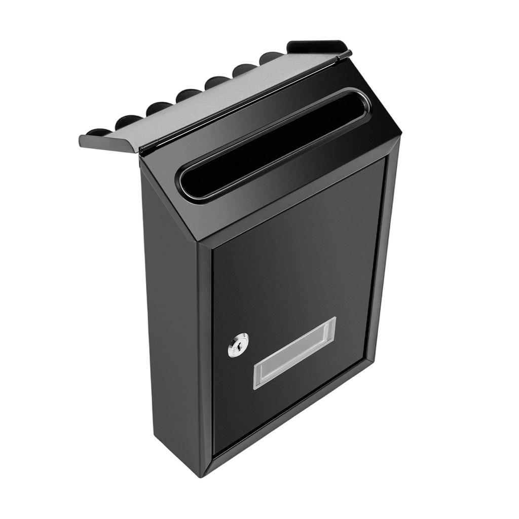 Wall-Mount Mailbox,30cm Mail Letter Box Clear Observation Window Silencing Pad Iron with 2 Keys Black for Homes,Offices