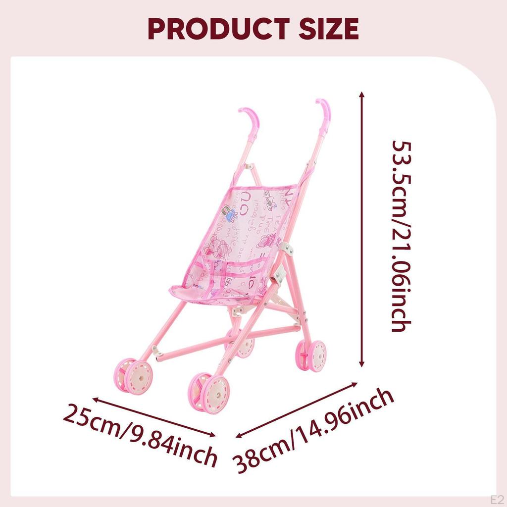 Puppe Puppen Tragekarre Faltbarer Spielwagen Geburtstagsgeschenk Rollenspiel Lernspielzeug Kinderwagen für