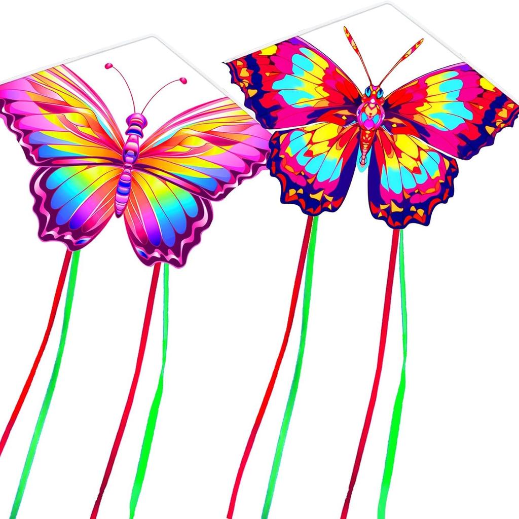 Pair of butterfly kites, butterfly style, pink, for adults and teenagers, ideal for beginners, easy to assemble and operate, includes storage bag,
